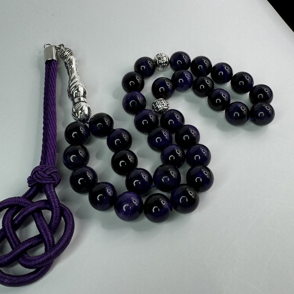 SR0011 High Quality Purple Tiger Eye Stone Rosary